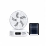 VENTILADOR SOLAR DE MESA RECARGABLE DE 12 PULGADAS CON PANEL SOLAR